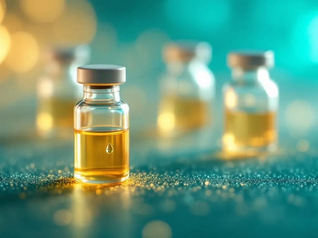 Glass vials of amber biologic therapy representing PRP, exosome, and peptide preparations at Rebuild Regen Medical Clinic, Lighthouse Point, FL
